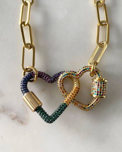 Haven and Simone Heart Lock Chain-link Necklace