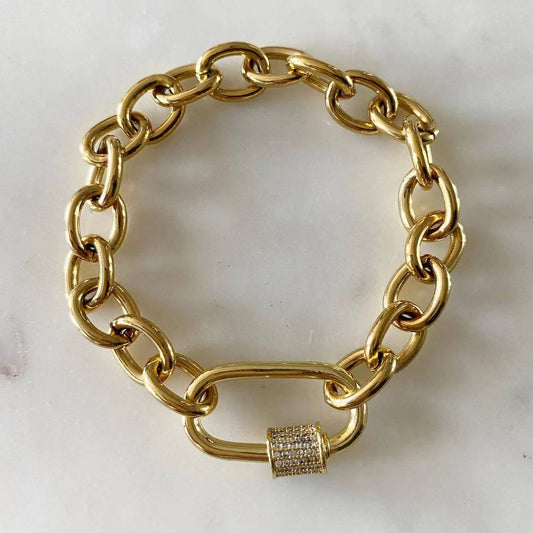 Drew Oval Lock Chain-link Bracelet