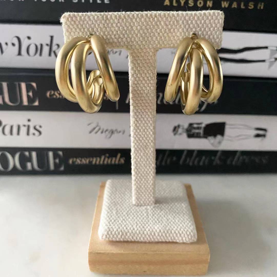 Trio Matte Gold Hoops heart factory accessories