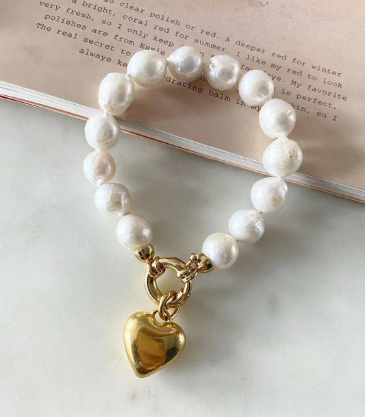 Be Mine Heart Puff Pearl Bracelet