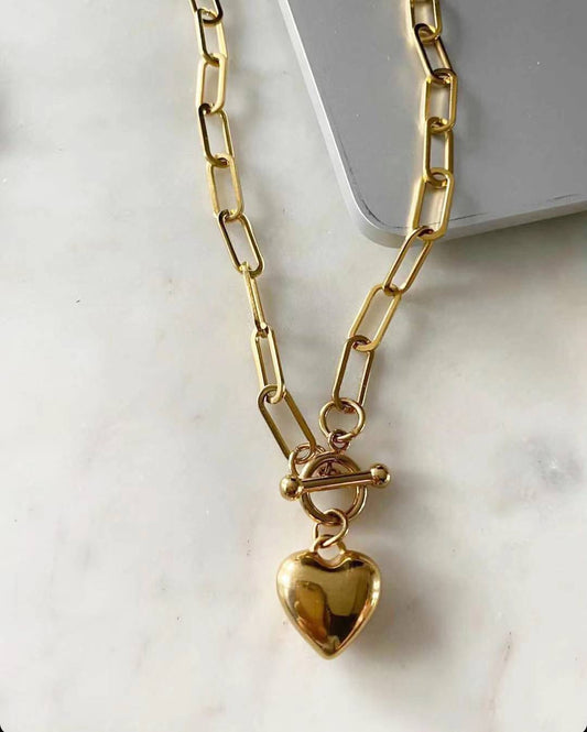 Shiloh Chain Necklace with Puffy Heart Pendant