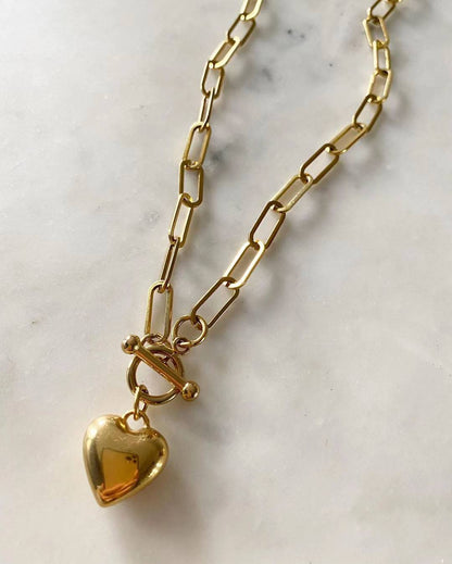 Shiloh Chain Necklace with Puffy Heart Pendant