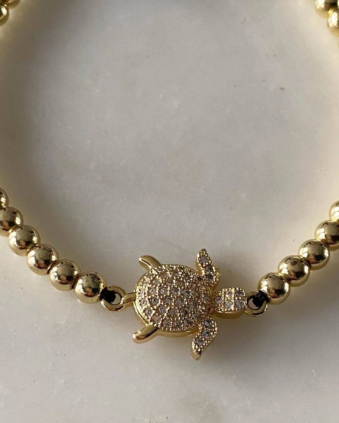 Harper gold bead Turtle Charm