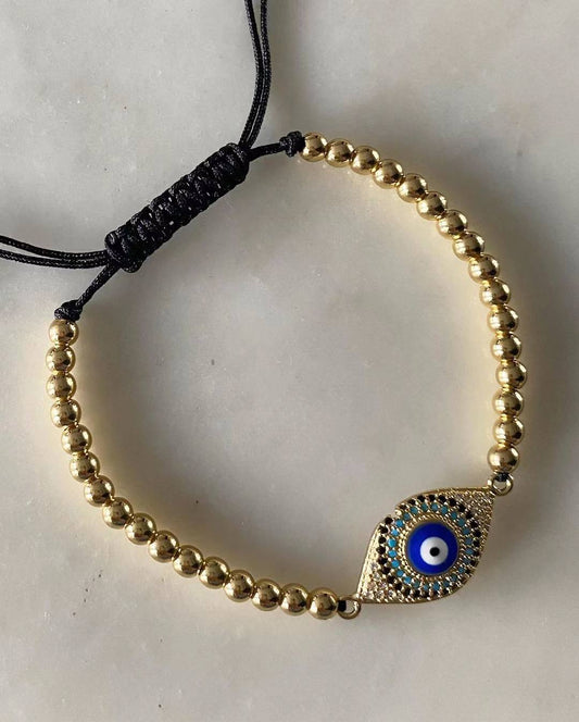 Harper gold bead Blue Evil Eye Charm