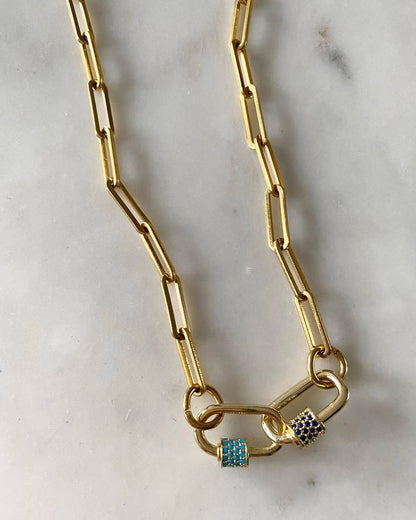 Double Link Necklace - Sapphire and Turquoise
