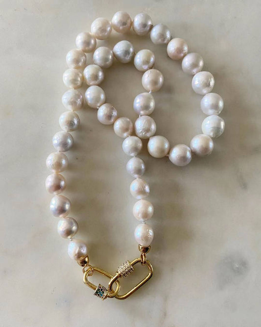 Amira Twin Lock Pearl Necklace