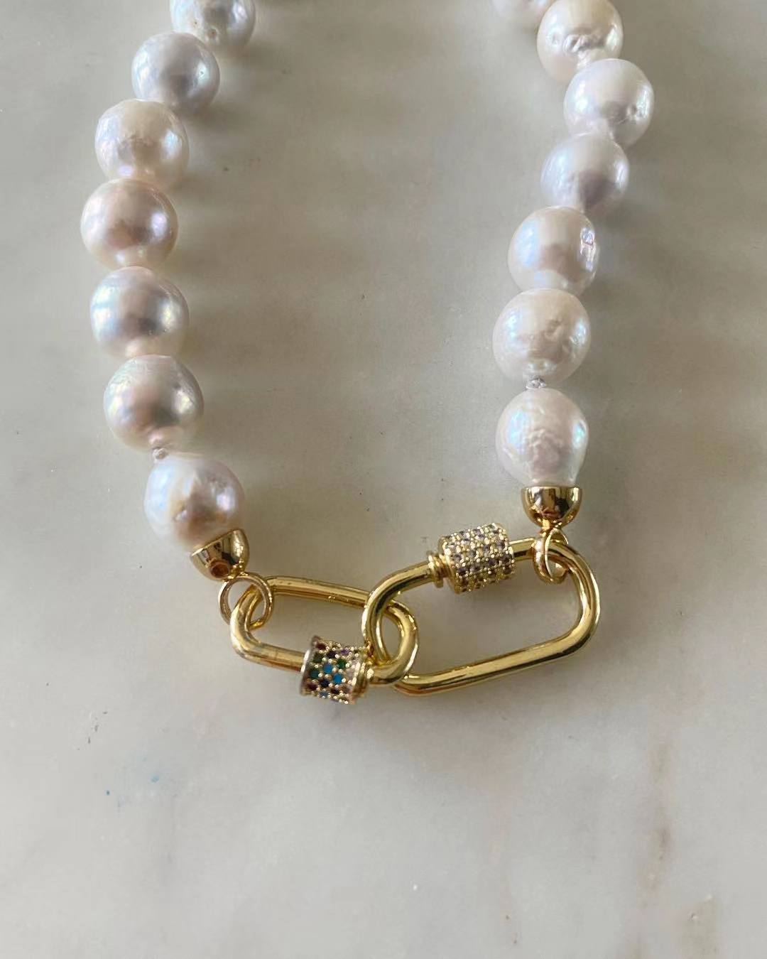 Amira Twin Lock Pearl Necklace