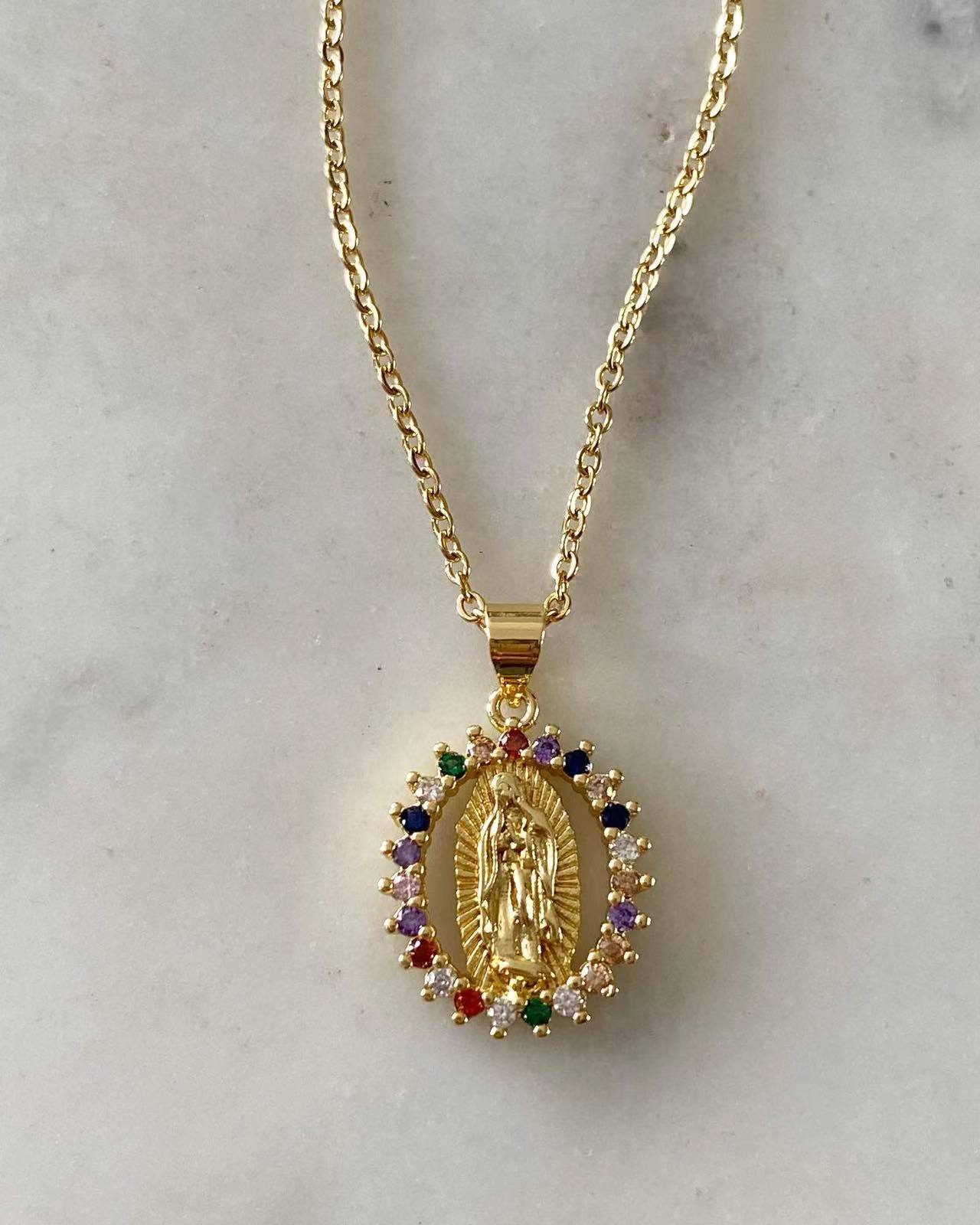 Our Lady of Guadalupe Small Multicolored Necklace