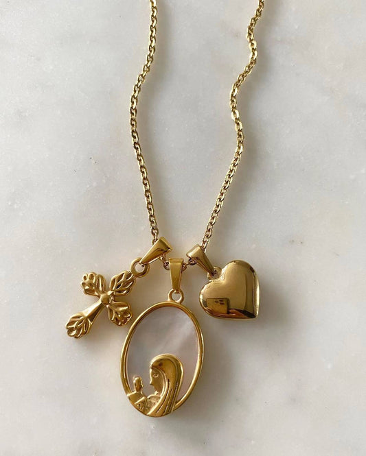 Cross • Lourdes • Heart Necklace