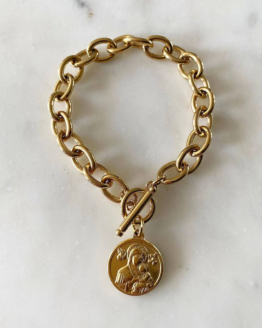 Embossed Perpetual Help Chain Bracelet